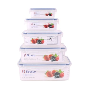 Sirocco Plastic Food Storage 5 Pieces Set