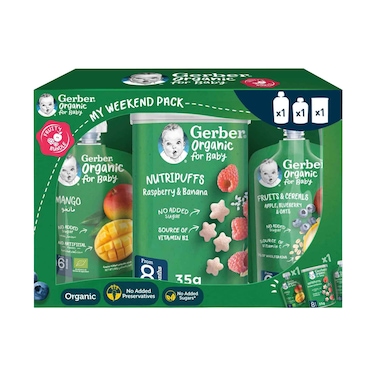 Gerber Organic Weekend Variety Fruit Pack Baby Food &amp; Snacks 35gx5 Pieces