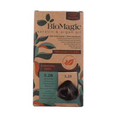 BioMagic Keratin &amp; Argan Oil Hair Color Cream 5.28 Light Brown Ash Pearl Ammonia Free