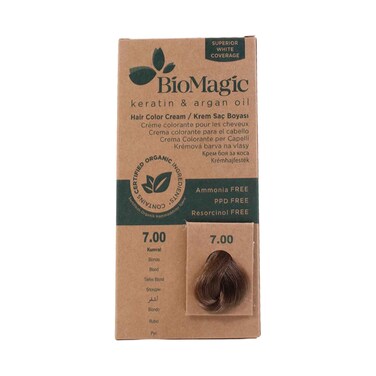 BioMagic Keratin &amp; Argan Oil Hair Color Cream 7.00 Blonde Ammonia-Free