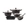 Saflon 9 Pieces Set Pots + Rectangular Tray Black Color