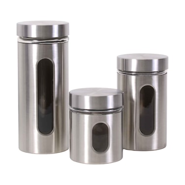 Royal Blue Canister 3 Pieces Glass Storage Jar Set