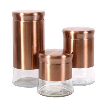 Royal Blue Canister 3 Pieces Glass Storage Jar Set