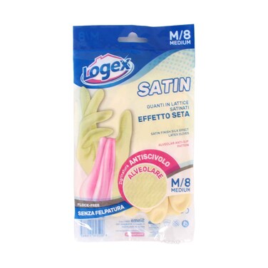 Logex Satin Latex Household Gloves Medium (M/8)