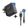 Promate Power Delivery Charging Adapter GaNFast Charger 45W + Super Flexible Data and Charge USB C Cable
