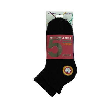 Outdoor Cotton Rich Girls Crop Socks 5 Pairs Set - Black