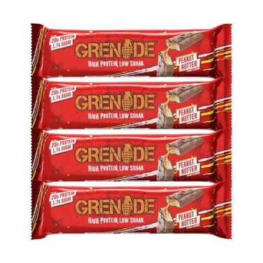 Grenade Peanut High Protein Low Sugar Bar 60gx4 Pieces