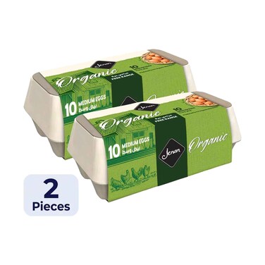 Jenan Brown Organic Free-Range Medium Eggs 10 Piecesx2