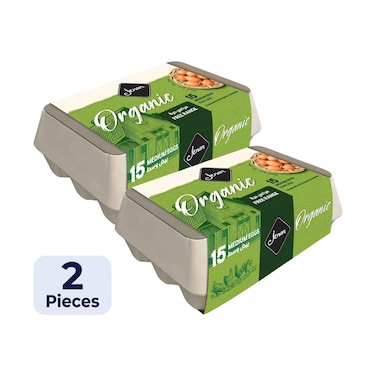 Jenan Brown Organic Free-Range Medium Eggs 15 Piecesx2