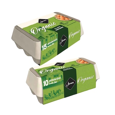 Jenan Brown Organic Free-Range Medium Eggs 15 Pieces &amp; Free-Range Medium Eggs 10 Pieces