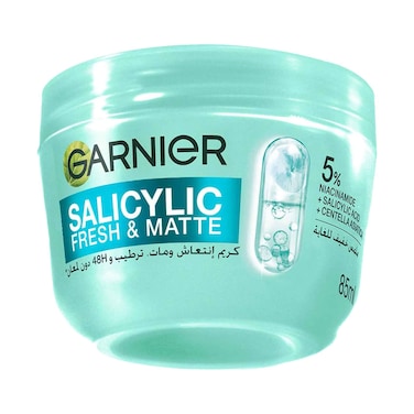 Garnier Salicylic Fresh &amp; Matte Face Cream with 5% Niacinamide, 85ml