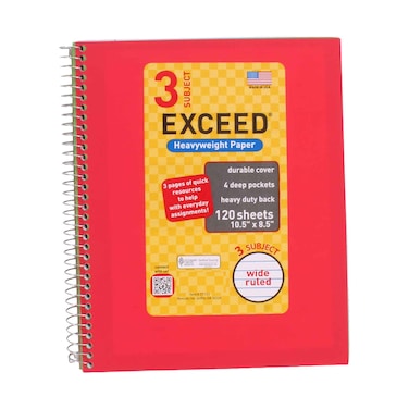 Exceed 3 Subject Wired Notebook 120 Sheets 10.5 Inches x 8.5 Inches