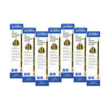 Maxi Classic Triangular Graphite Pencils 2020 HB2 7 Packs Set