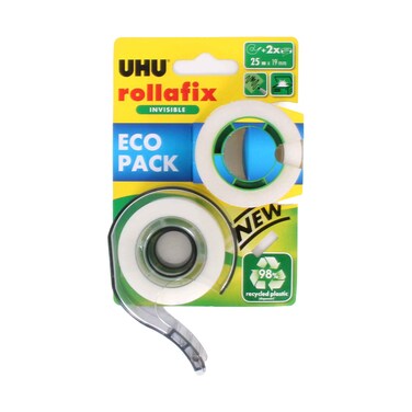 UHU Eco Pack Rollafix Invisible Tape With Refill 19mmx25m