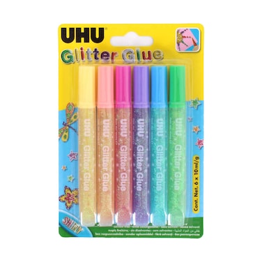UHU Shiny Glitter Glue 10mlx6 Pieces Set