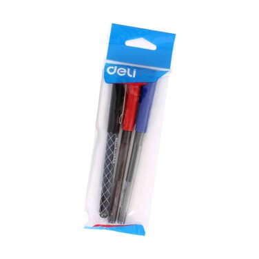 Deli Ballpoint Pen Set Assorted Colors - 3 Pieces