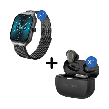 Platinum Calling Smart Watch With Amoled Display EXTRO C + Ardor Wireless Earphone Black