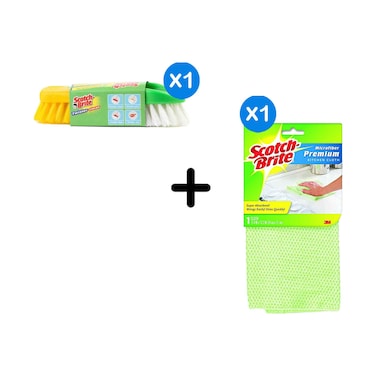 Scotch Brite Hand Brush + Scotch-Brite Cleaning Cloth