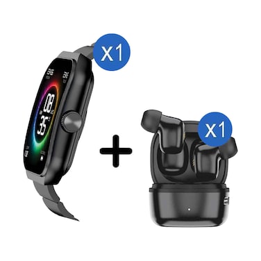 Smartix Crossfit Curve Amoled Watch + Earbuds Premium Wireless Nano1 Black