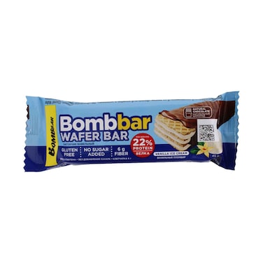 Bombbar Glazed Wafer Bar Vanilla Ice Cream Chocolate 45g