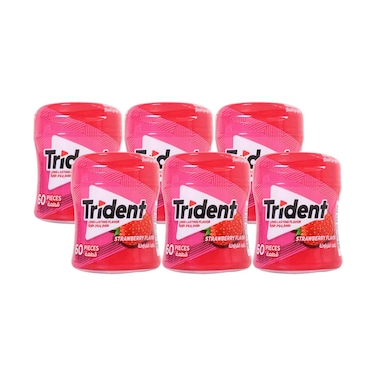 Trident Strawberry Chewing Gum Bottle 60 Pieces 84g x 6