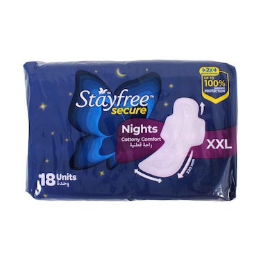 Stayfree Secure Nights XXL Sanitary Pads with Cottony Comfort 18 Pads