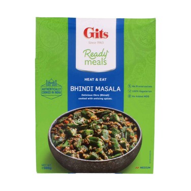Gits Ready Meals Bhindi Masala Heat &amp; Eat Okra Curry 300g