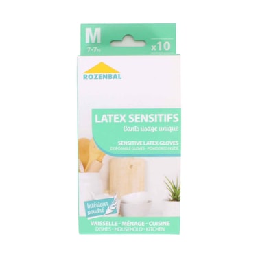 Rozenbal Latex Sensitive Gloves Medium 10 Pieces Set