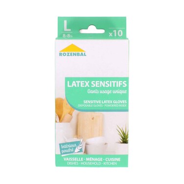 Rozenbal Latex Sensitive Gloves Large 10 Pieces Set