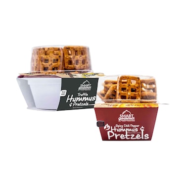 Smart Gourmet Truffle Hummus &amp; Pretzel 140g &amp; Spicy Chili Pepper Hummus &amp; Pretzels 140g