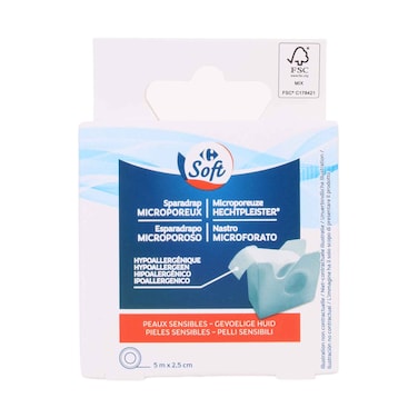 Carrefour Soft Hypoallergenic Microporous Medical Tape 5m x 2.5cm