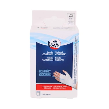 Carrefour Soft Self-Adhesive Cohesive Bandage Roll 2.5m x 6cm