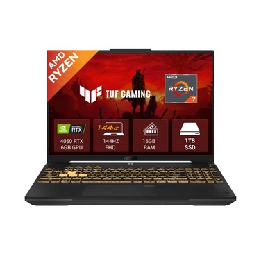 أسوس FA607NUQ بمعالج AMD Ryzen 7 وذاكرة 16 جيجابايت رام وسعة تخزين 1 تيرابايت مقاس 16 بوصة