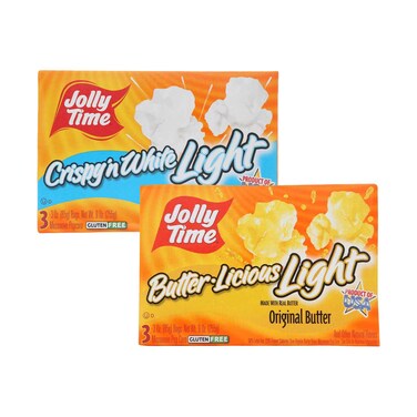 Jolly Time Crispy 'N White Light Popcorn 255g &amp; Butter Licious Light Popcorn 255g