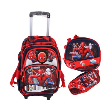 AA Cown Trolley Back Pack + Lunch Bag + Pencil Case Set Assorted