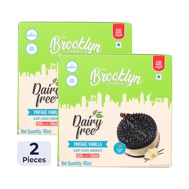 The Brooklyn Creamery Dairy Free Vintage Vanilla Giant Cookie Sandwich Zero Added Sugar 80mlx2 Pieces