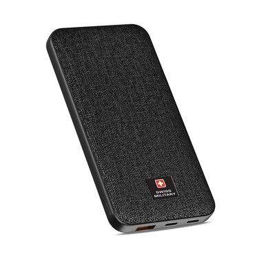 Swiss Military 10000mAh Solid State Power Bank Overcharge Protection Black