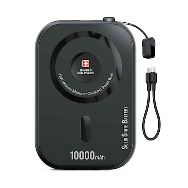 Swiss Military 3 In 1 Wireless Magnetic Power Bank 10000 mAh Black