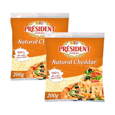 Pr&eacute;sident Natural Cheddar Shredded Cheese 200gx2 Pieces