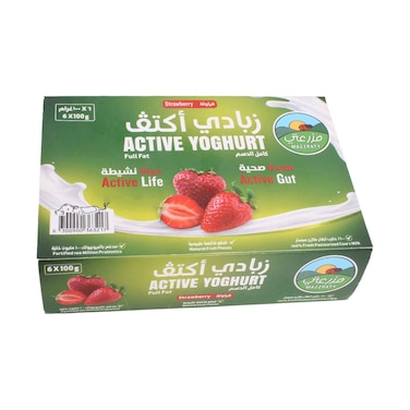 Mazzraty Activ Full Fat Strawberry Yogurt 100g Pack of 6