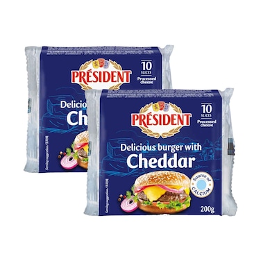 President Cheddar Burger Cheese Slices 10 Slices 200gx2