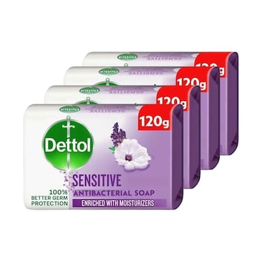 Dettol Sensitive Antibacterial Bar Soap 120gx4