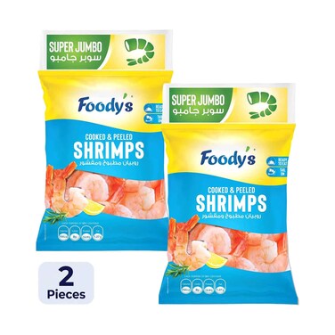 Foody's Shrimps Cooked &amp; Peeled Super Jumbo 400gx2 Pieces