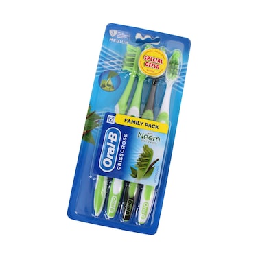 Oral-B Cross Action Neem Toothbrush Medium 4 Pieces