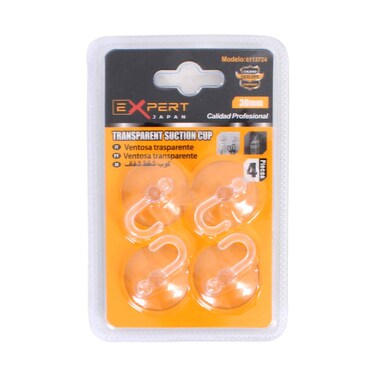 Expert PVC Transparent Suction Hooks 4 Pieces Set