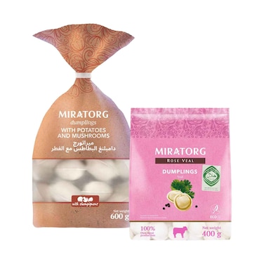Miratorg Frozen Dumplings With Potatoes &amp; Mushrooms 600g &amp; Veal Dumpling 400g
