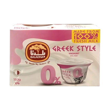 Baladna 0% Fat Greek Style Yoghurt 150gx4's