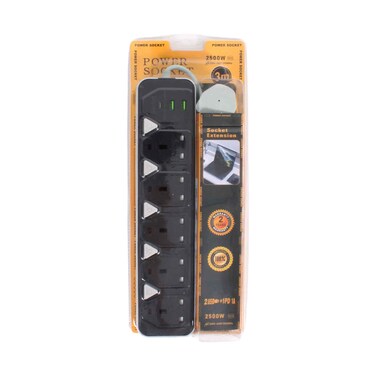 Power Extension Socket 5 Way 3 Meters With 2 USB Port