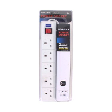 Power Extension Socket 5 Way 3 Meters