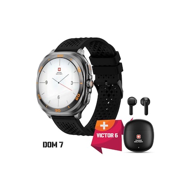 Swiss Military Dom 7 Smartwatch Gunmetal with Victor 6 Earbuds Black